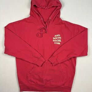 Anti Social Social Club Men’s Size L Stir Crazy Hoodie Red Fleece Pullover Style